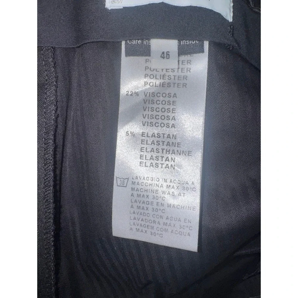 Versace Collection Mens Black Dress Pants Medusa Logo Plaque Flat Front Trousers